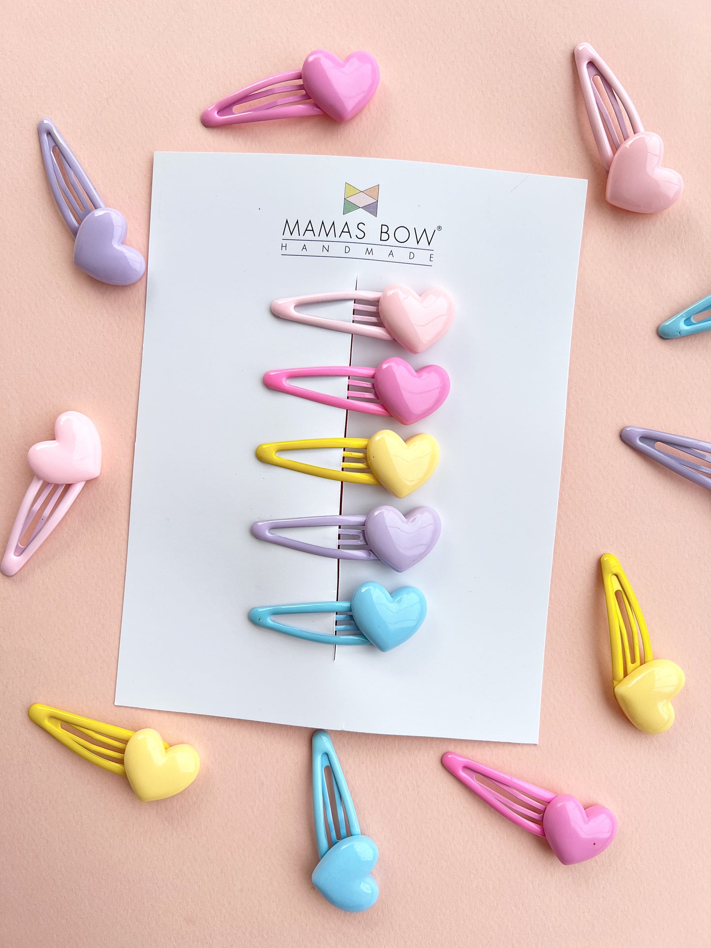 5li Kalp Çıtçıt Toka // Pastel