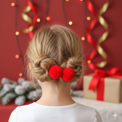 Çıtçıtlı Toka Set // Red Ponpon